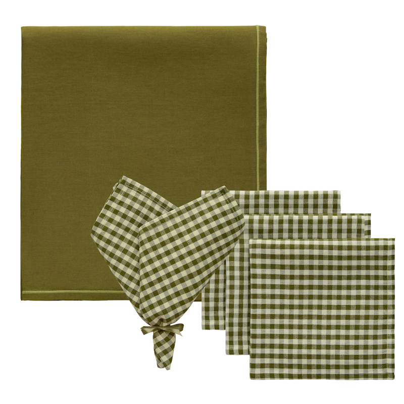Oliva / Sienna Textilset 4 Servetter + Duk, Oliv