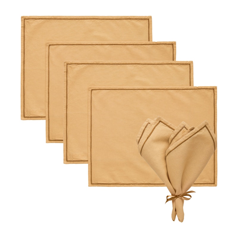Sienna Textilset 4 Bordstabletter + 4 Servetter, Sand