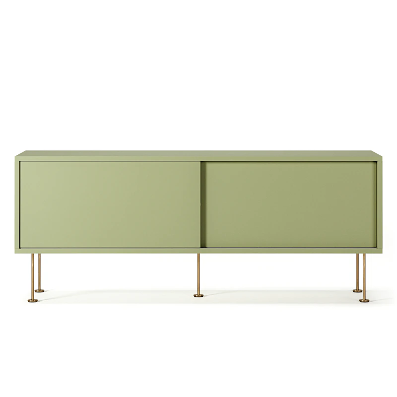 Vogue Mediabänk Med Ben 136 cm, Lint / Mässing