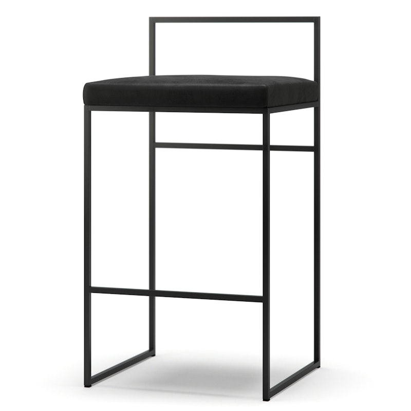 Barstol Med Ryggstöd 80 cm, Svart / Svart Sammet