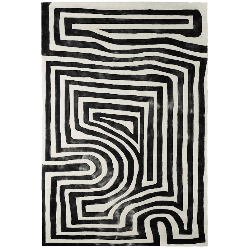 Psychedelic Labyrinth Rug Charcoal