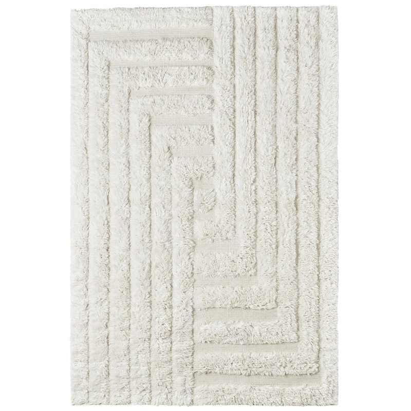 Shaggy Labyrinth Rug White