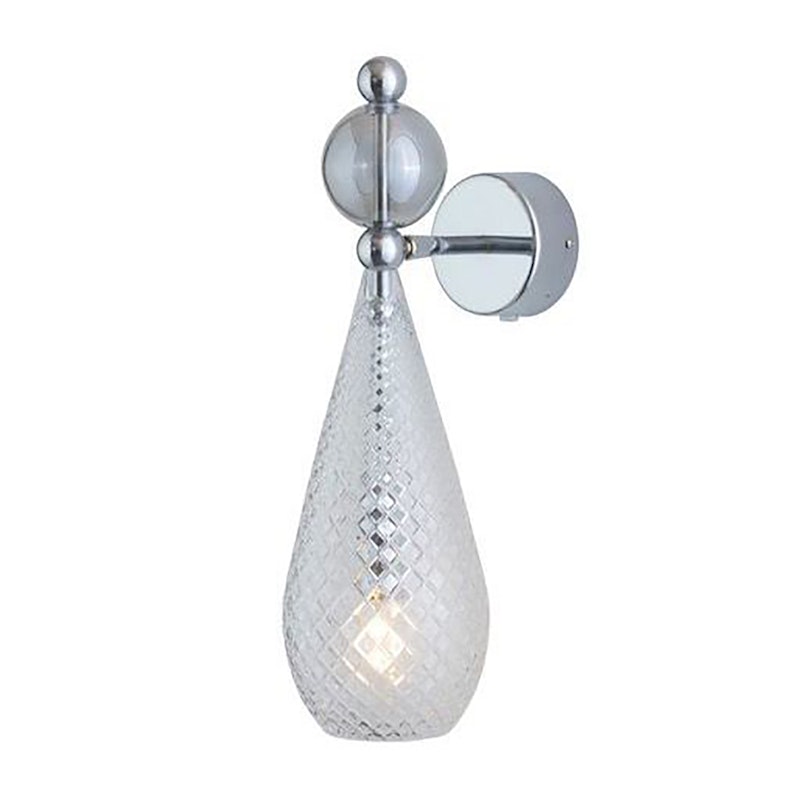 Smykke Vägglampa, Crystal Check / Smokey Grey Ball / Shiny Silver