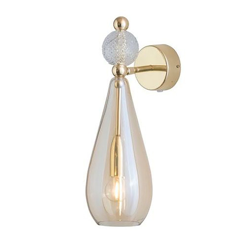 Smykke Vägglampa, Golden Smoke / Crystal Check Ball / Shiny Gold