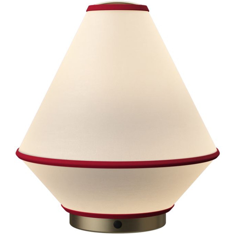 Tafta Bordslampa Portabel, Röd/Off-white