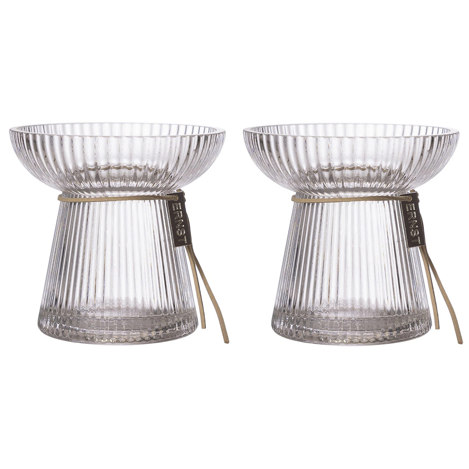 Ernst L&ouml;kvas Med R&auml;fflad Struktur 11 Cm 2-pack - Vaser Glas Klar - 2X330308