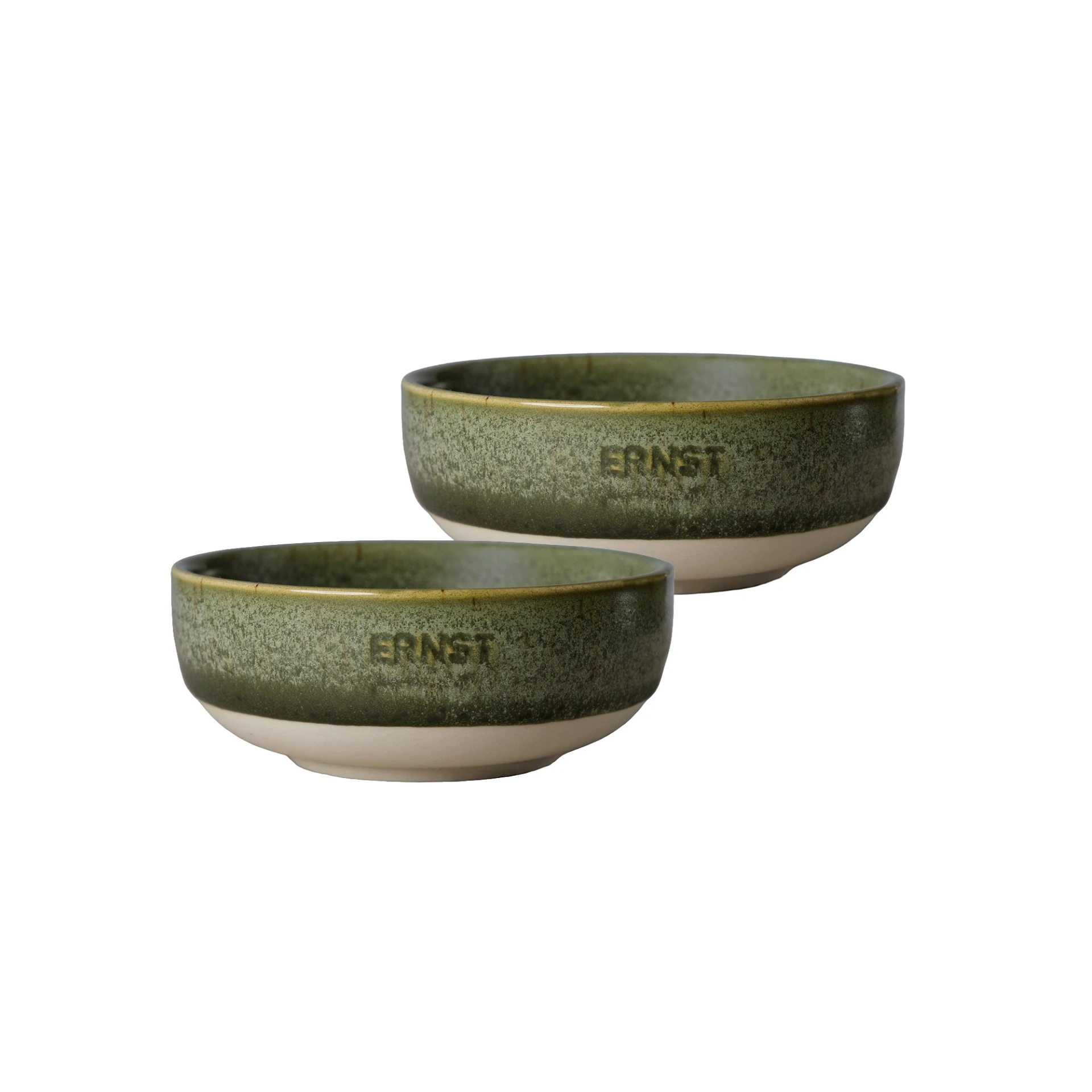 Ernst Sk&aring;l 2-pack 11 Cm Gr&ouml;n / Natur - Serveringssk&aring;lar Stengods Gr&ouml;n - 446781