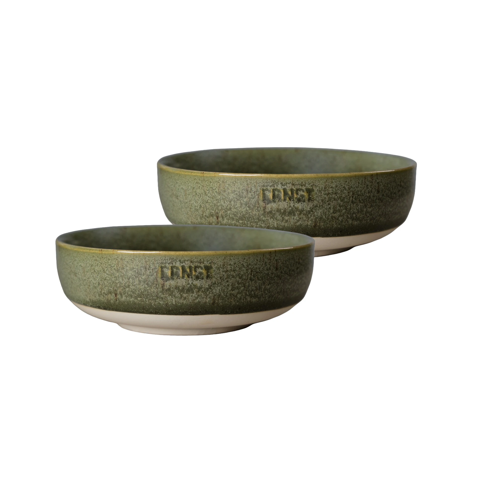 Ernst Sk&aring;l 2-pack 14 Cm Gr&ouml;n / Natur - Serveringssk&aring;lar Stengods Gr&ouml;n - 446782