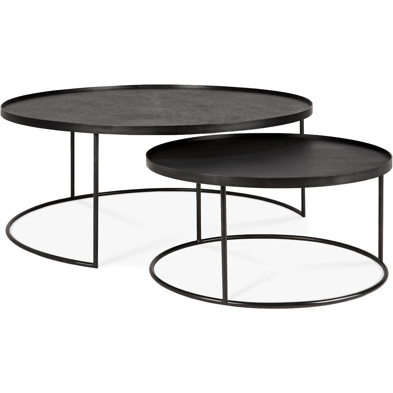 Ethnicraft Round Tray Soffbord Set L/xl - Soffbord Metall Svartlaserad - 20329