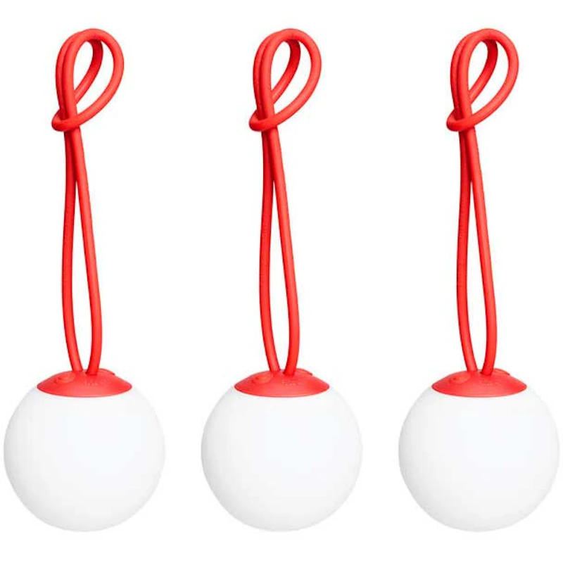 Bolleke Mini Bordslampa Portabel 3-pack, Röd