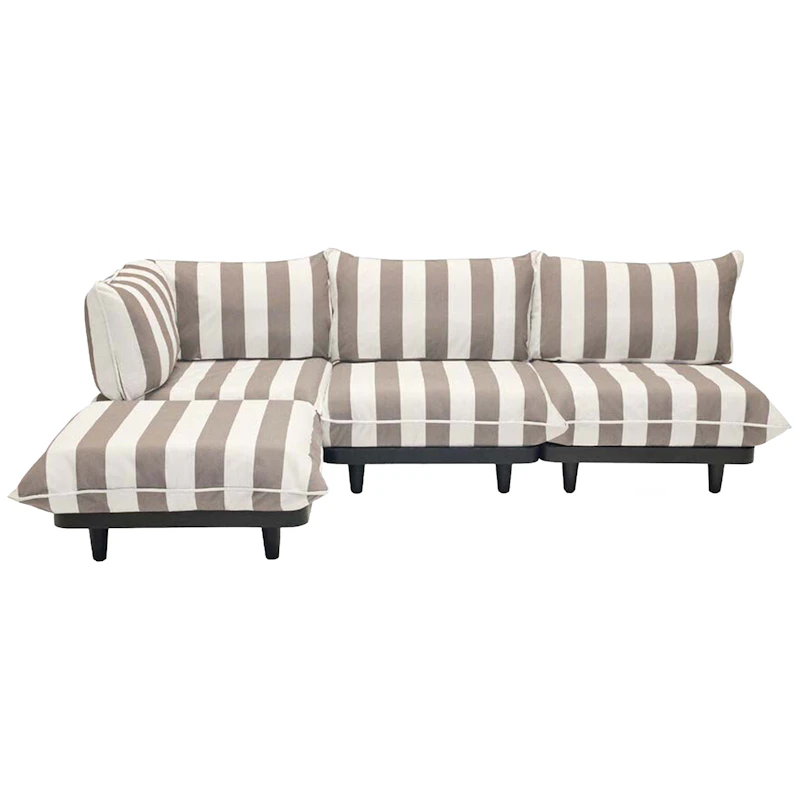 Paletti Modulsoffa 3-Sits Med Schäslong, Stripe Cacao