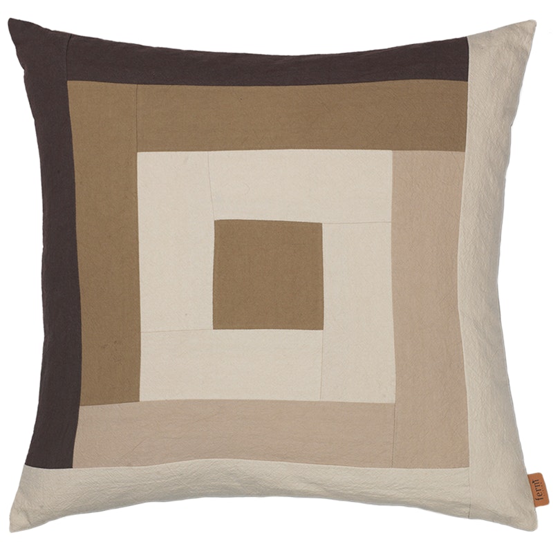 Border Patchwork Kudde 50x50 cm, Dark Sand / Kaffe