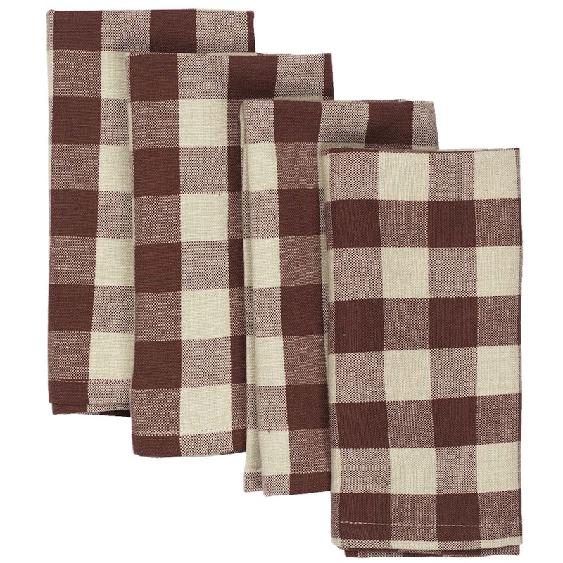 Bothy Check Tygservett 4-pack, Cinnamon / Grey Green