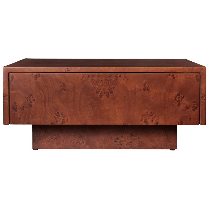 Burl Soffbord Med Förvaring 70x70 cm, Mörkbetsad Vrilträ