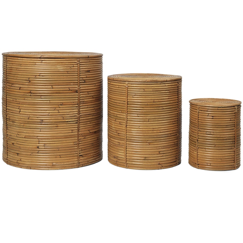 Column Förvaring, Large: H: 43 x Ø: 40 cm  Medium: H: 34 x Ø: 30 cm  Small: H: 25 x Ø: 20 cm 3-pack, Natural Stained