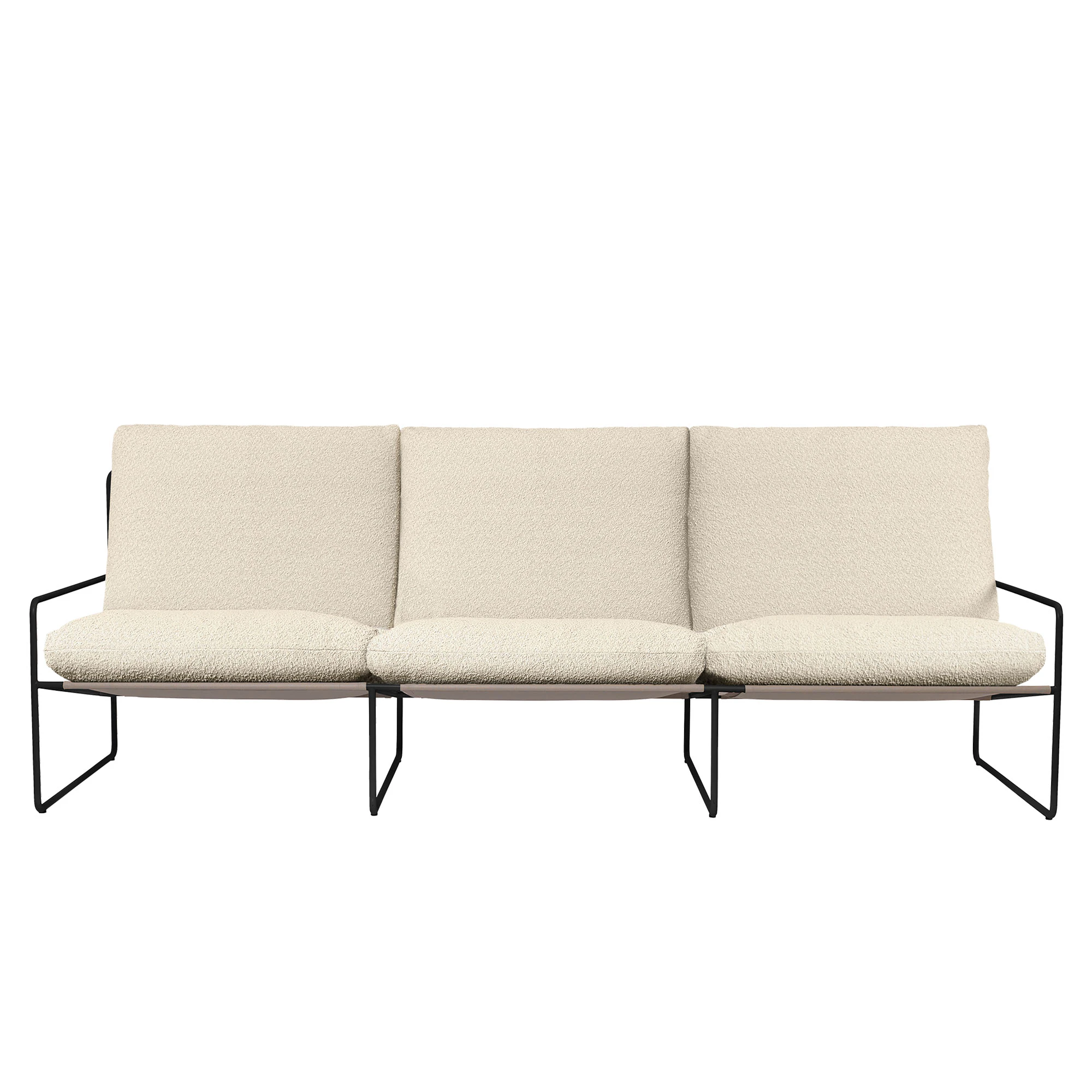 Ferm Living Desert 3-sitssoffa Svart / Off-white Boucl&eacute; - B&auml;nkar St&aring;l Off-White Boucl&eacute; - 1104270932
