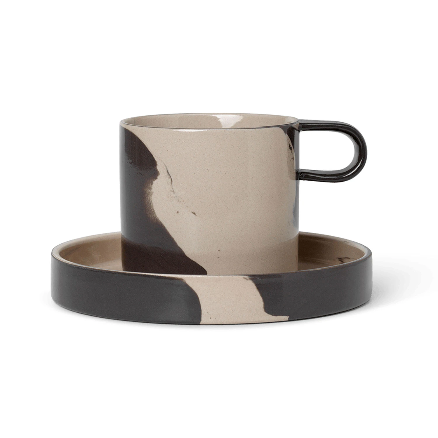 Ferm Living Inlay Kopp Med Fat Sand / Brun - Kaffekoppar Stengods Brun - 1104263870