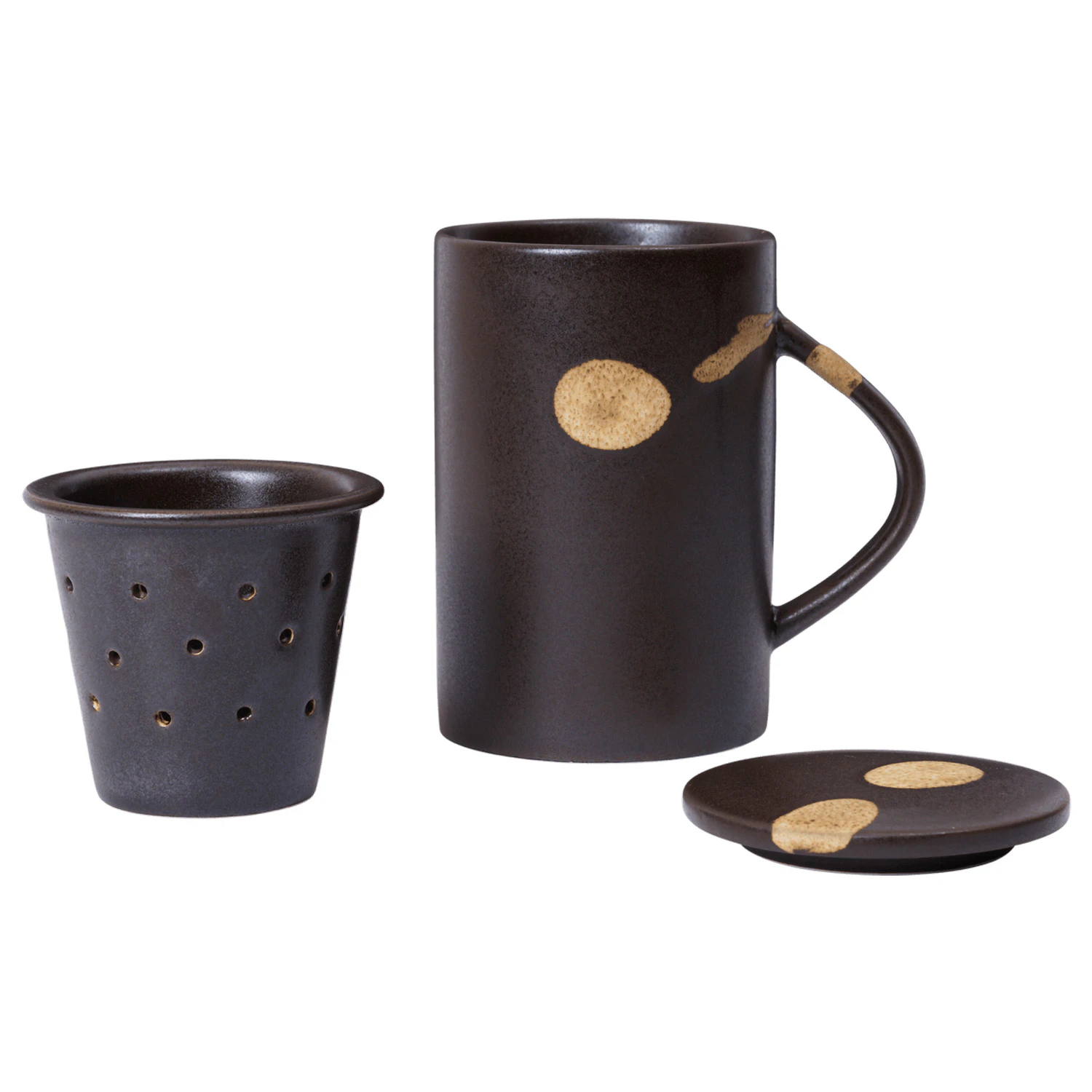Ferm Living Koyo Mugg Med Tesil M&ouml;rkbrun - Tekoppar Stengods M&ouml;rkbrun - 1104272735