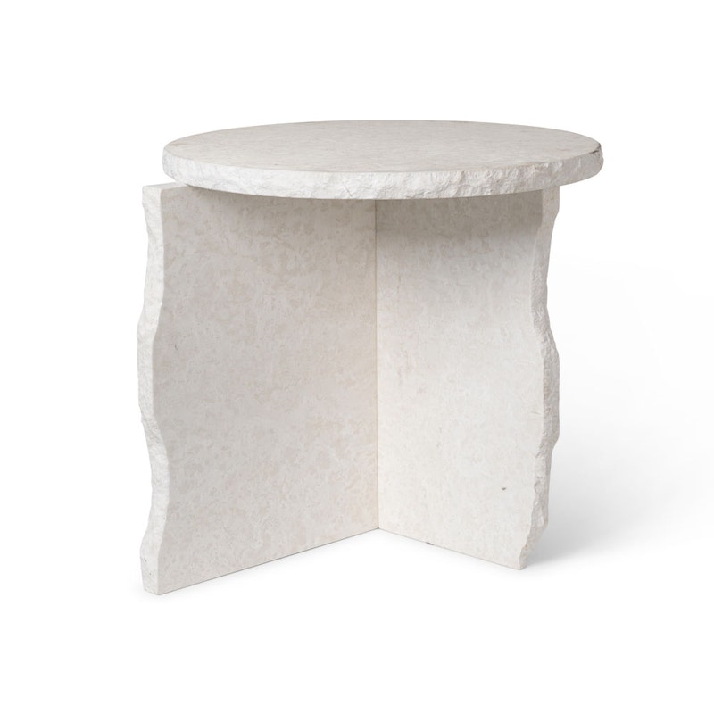 Mineral Sculptural Sidobord Bianco Curia Marmor, Vit