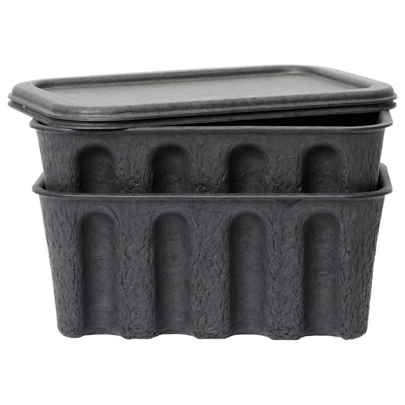 Paper Pulp Lådor 2-pack Liten, Charcoal