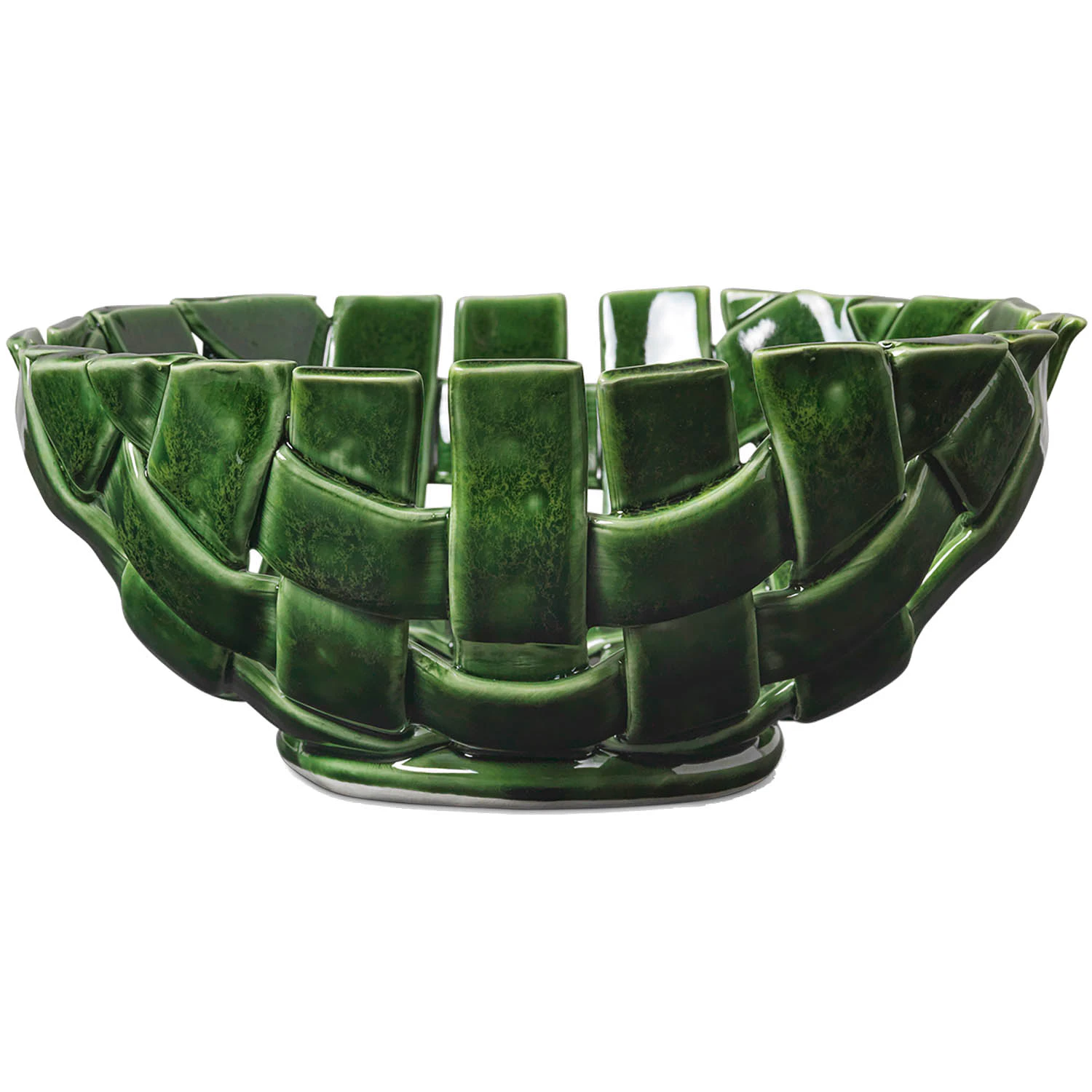 Ferm Living Plait Sk&aring;l &Oslash;24 Smaragdgr&ouml;n - Serveringssk&aring;lar Keramik Emerald Green - 1104269918