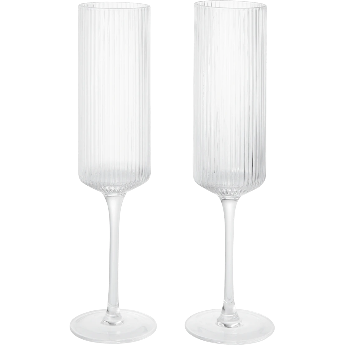Ferm Living Ripple Champagneglas 2-pack Klar - Champagneglas Munbl&aring;st Glas Klar - 1104271423