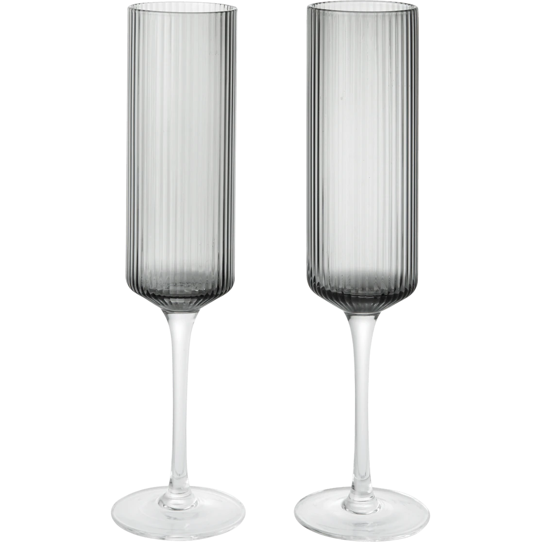 Ferm Living Ripple Champagneglas 2-pack Smoked Grey - Champagneglas Munbl&aring;st Glas R&ouml;kgr&aring; - 1104271424