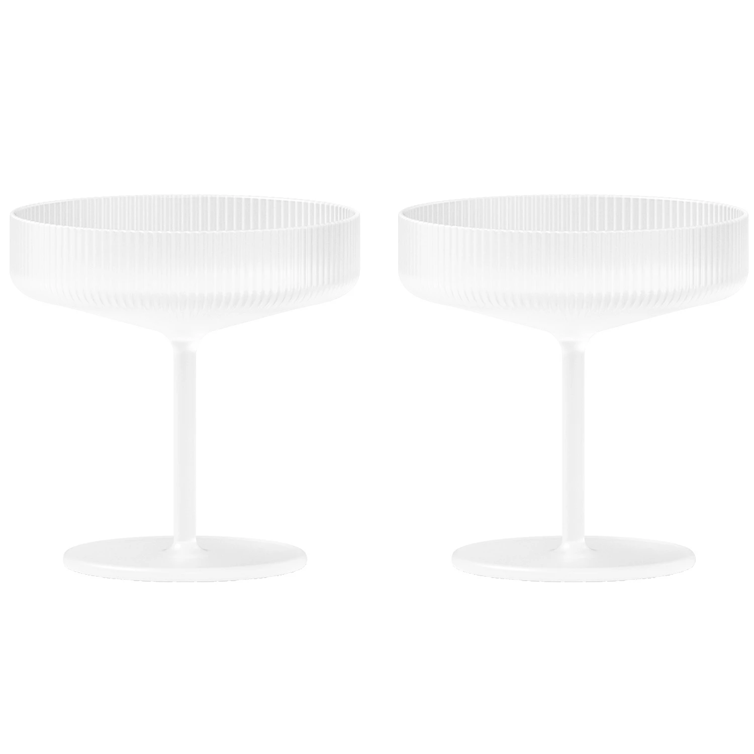 Ferm Living Ripple Champagnekupa 2-pack Frosted - Champagneglas Munbl&aring;st Glas Frostad - 1104269321