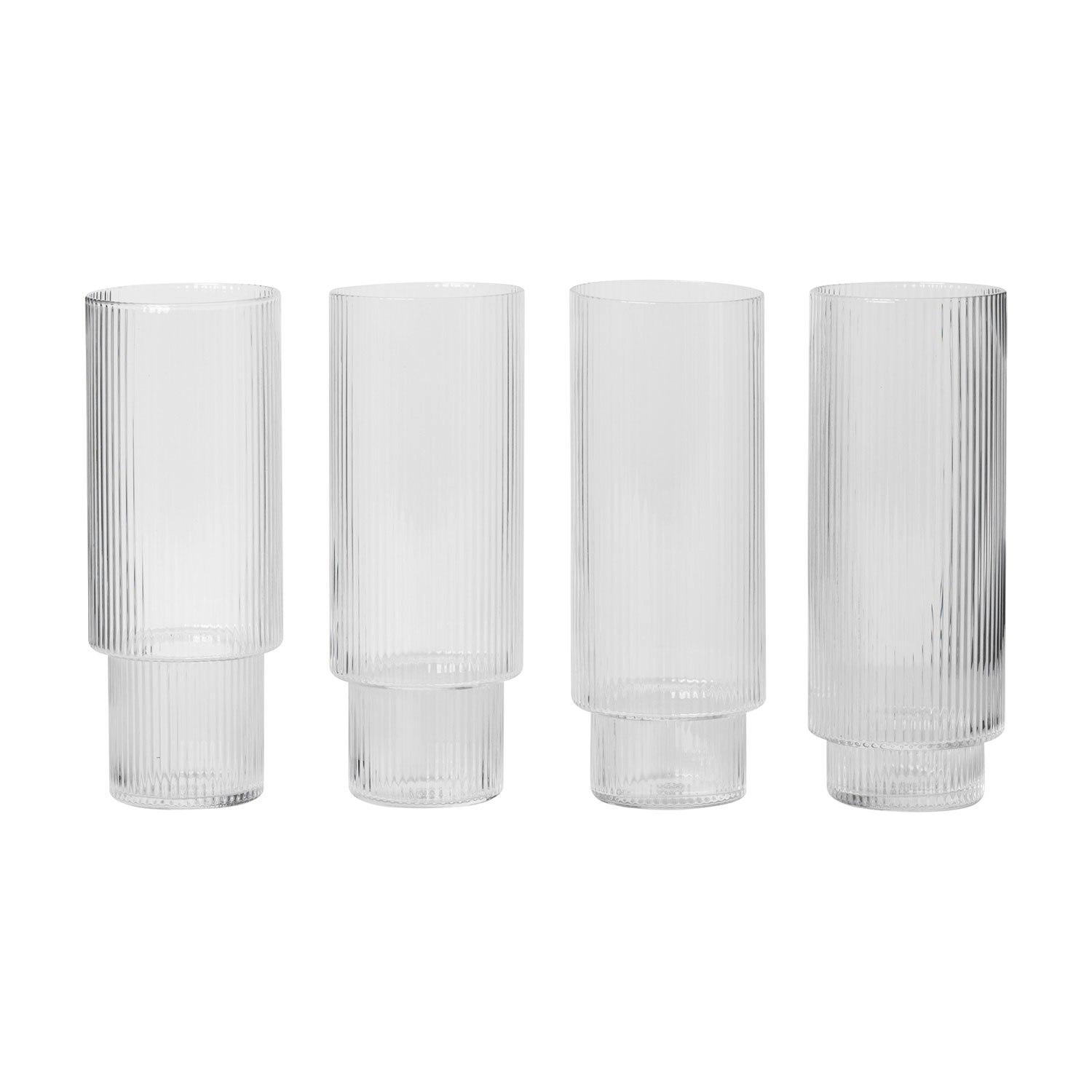 Ferm Living Ripple Longdrinkglas 4-pack Klar - Highballglas & Longdrinkglas Munbl&aring;st Glas Klar - 5445