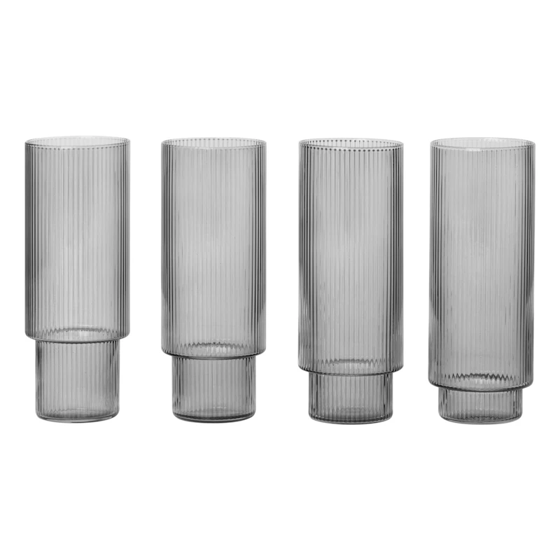 Ripple Longdrinkglas 4-pack, Rökt Grå