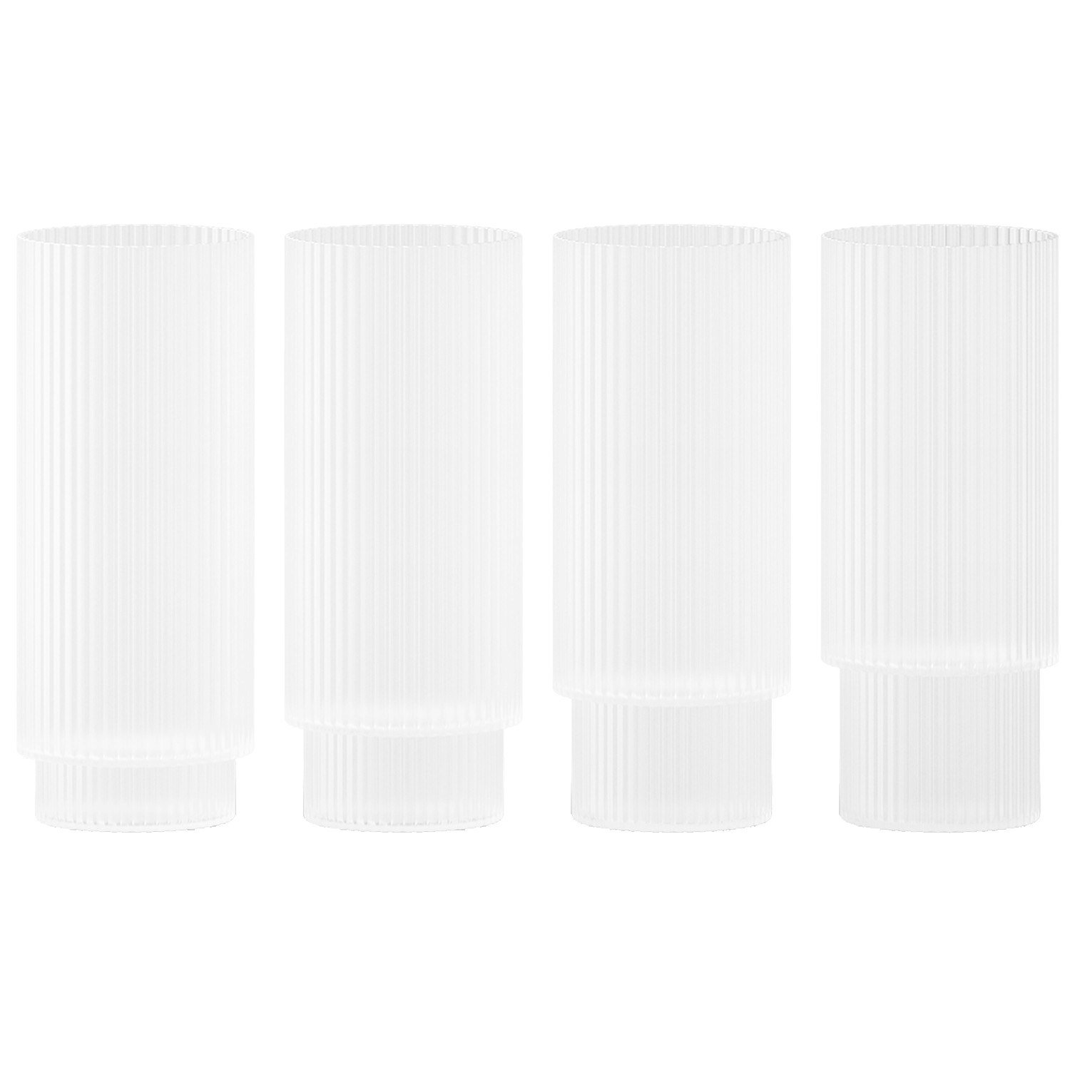 Ferm Living Ripple Longdrinkglas 4-pack Frosted - Highballglas & Longdrinkglas Munbl&aring;st Glas Frostad - 1104269323