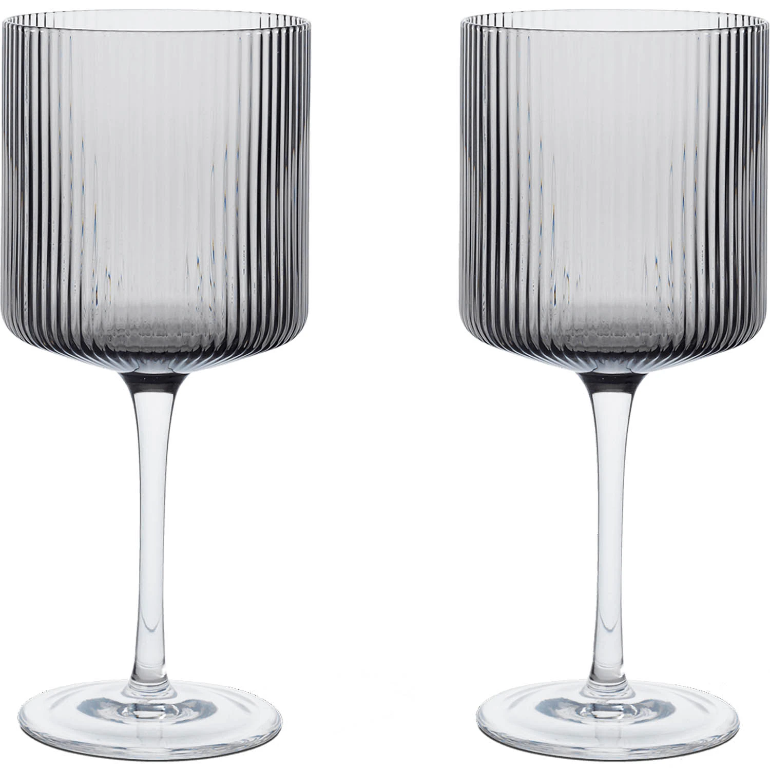 Ferm Living Ripple R&ouml;dvins 2-pack Smoked Grey - Vinglas Glas R&ouml;kgr&aring; - 1104270092