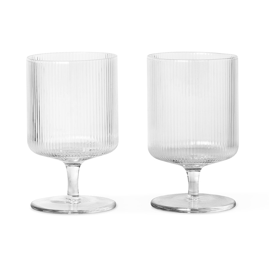 Ferm Living Ripple Wine s 2 Pcs. Vin 2-pack Klar - Vinglas Glas Klar - 100488211