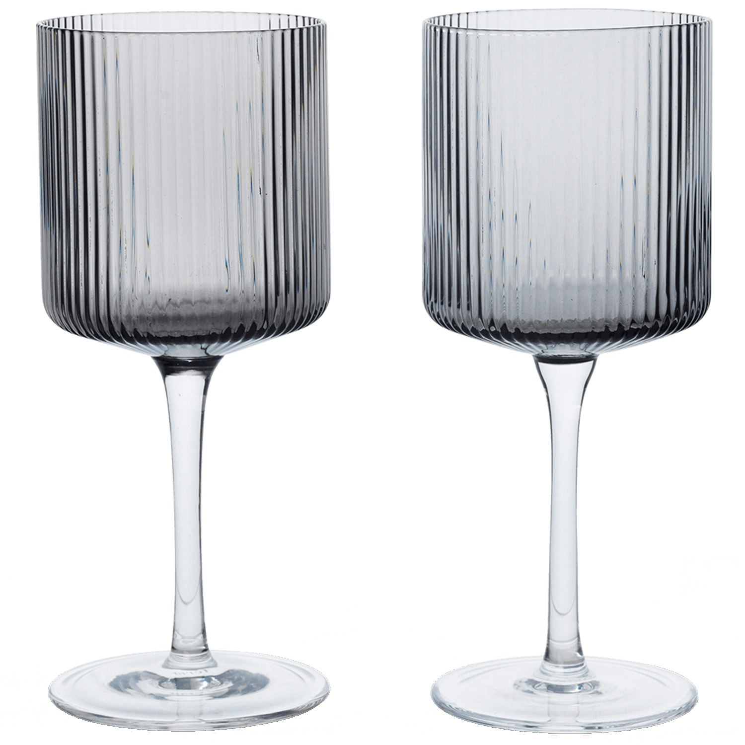 Ferm Living Ripple Vitvins 2-pack Smoked Grey - Vinglas Glas R&ouml;kgr&aring; - 1104270096