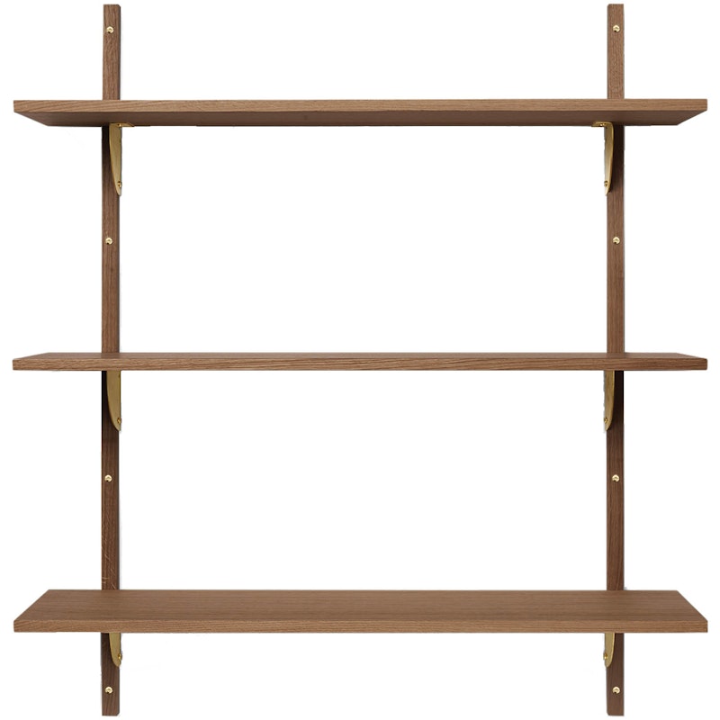 Sector Tripple Wide Hylla 87x102 cm, Mässing/Smoked Oak