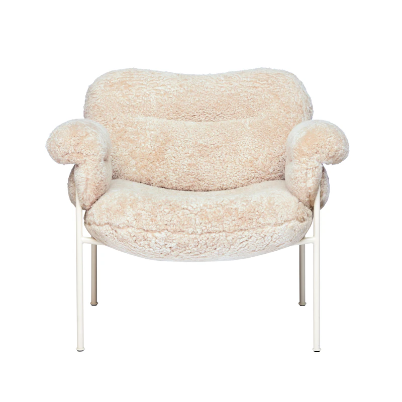 Bollo Loungestol, Pärlvita Ben / Fårskinn Mohawi