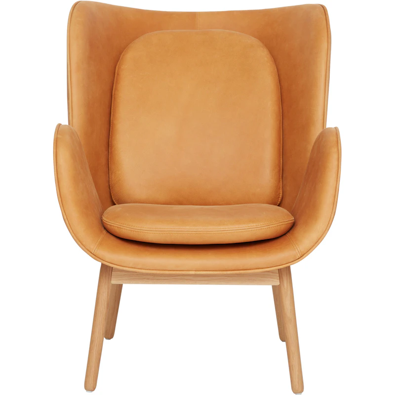 Embrace Fåtölj, Ben Mattlackad Ek / Skinn Vintage Cognac