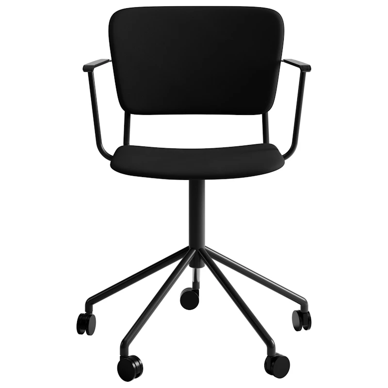 Mono Kontorsstol med armstöd, Svart Snurrunderrede, Svartbetsad/Vidar 1880