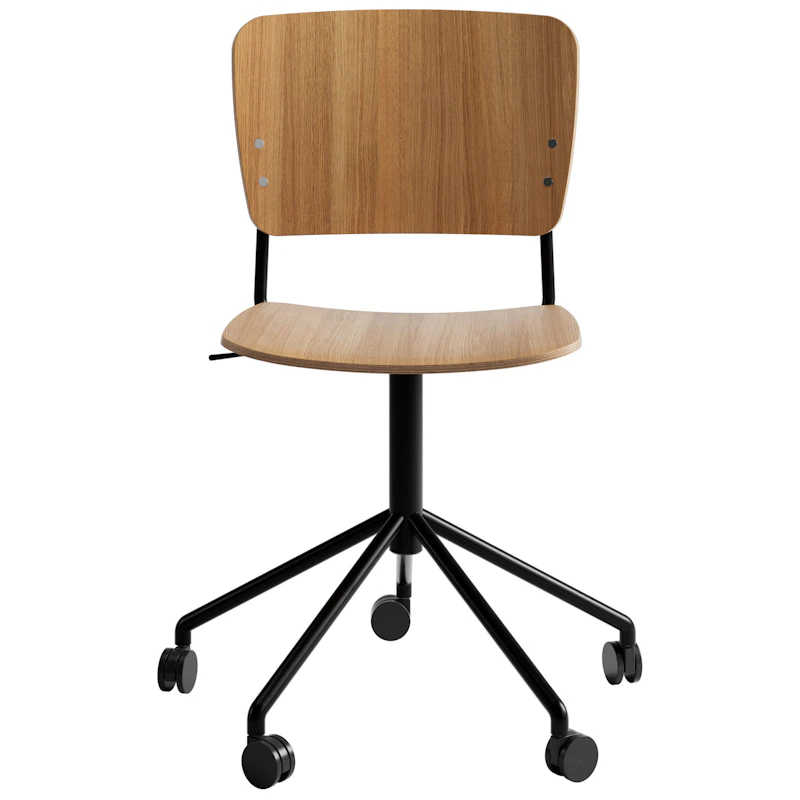 Mono Kontorsstol, Svart Snurrunderrede, Lackad Ek