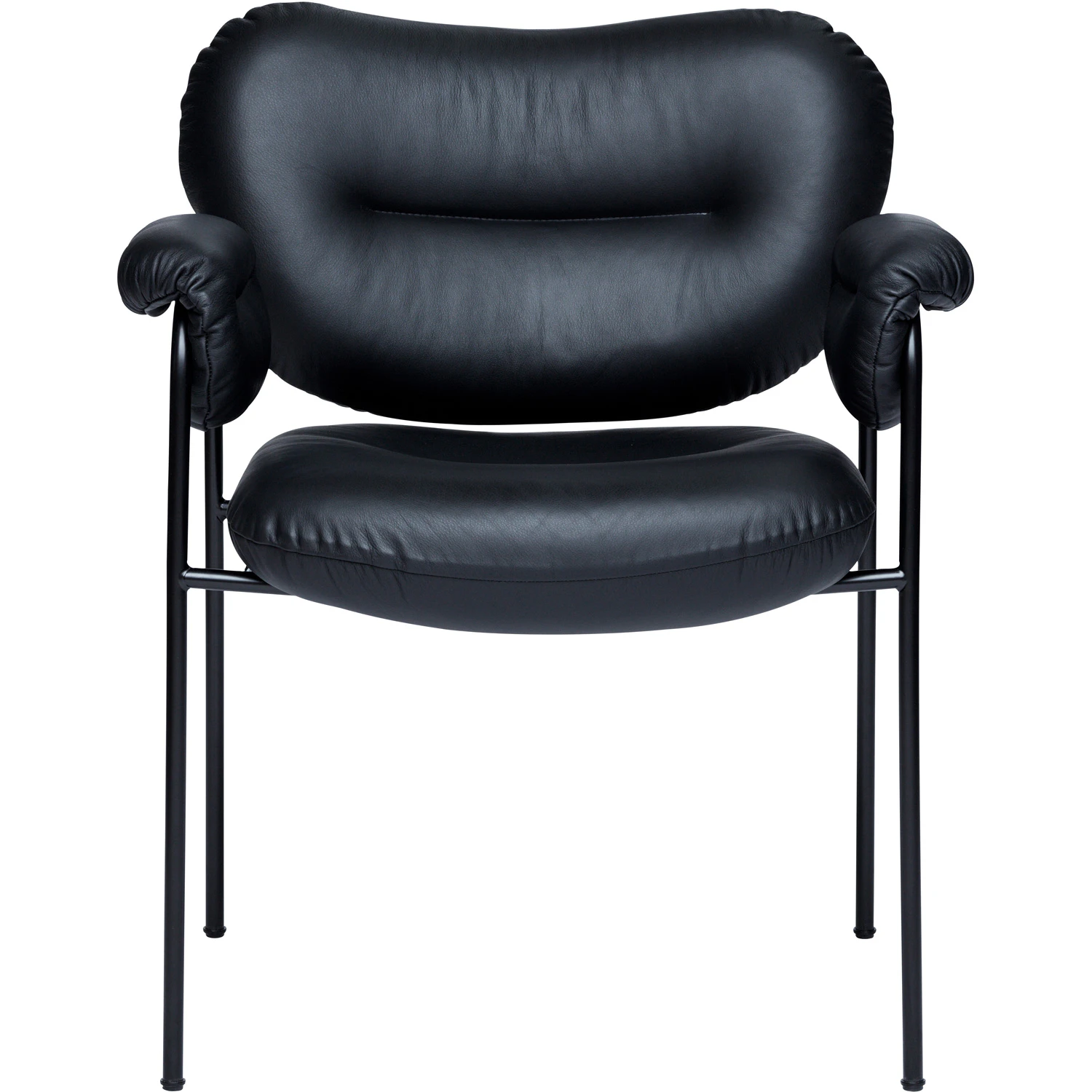 Fogia Bollo Stol Svarta Ben / Skinn Elmosoft Svart - F&aring;t&ouml;ljer L&auml;der Svart - P-0000034772