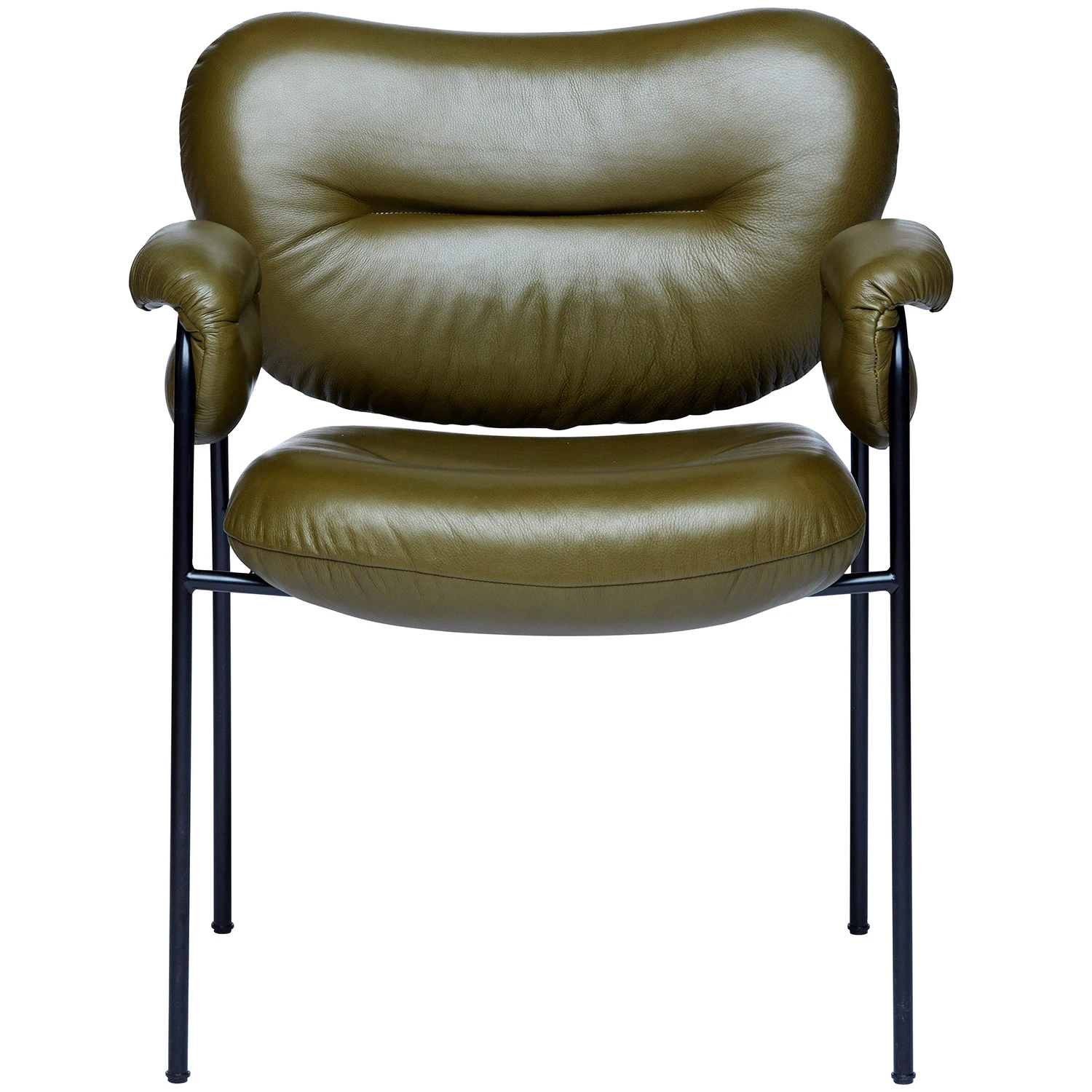 Fogia Bollo Stol Svarta Ben / Skinn Elmotique 48027 - F&aring;t&ouml;ljer L&auml;der Olivgr&ouml;n - P-0000140204