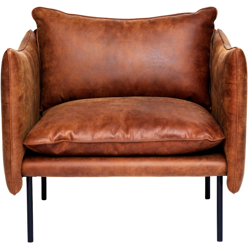 Tiki Fåtölj L W:86 cm, Svarta Ben / Skinn Vintage Rangers