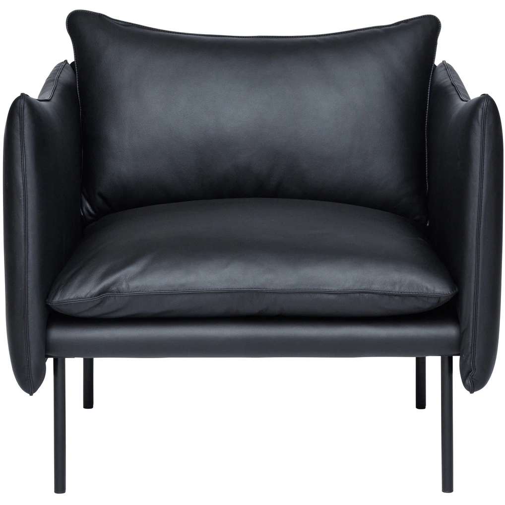 Fogia Tiki F&aring;t&ouml;lj L W:86 Cm Svarta Ben / Skinn Elmosoft Svart - F&aring;t&ouml;ljer L&auml;der Svart - P-0000039332