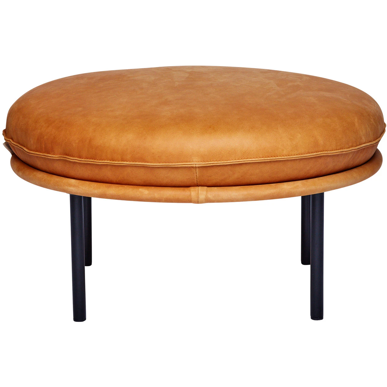 Fogia Tiki Pall Svarta Ben / Skinn Vintage Cognac - Fotpallar L&auml;der Vintage Cognac - P-0000039338