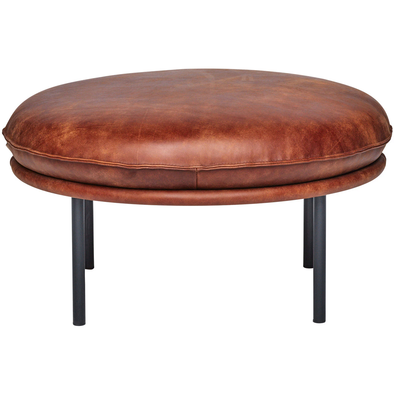 Fogia Tiki Pall Svarta Ben / Skinn Vintage Rangers - Fotpallar L&auml;der Vintage Rangers - P-0000039339