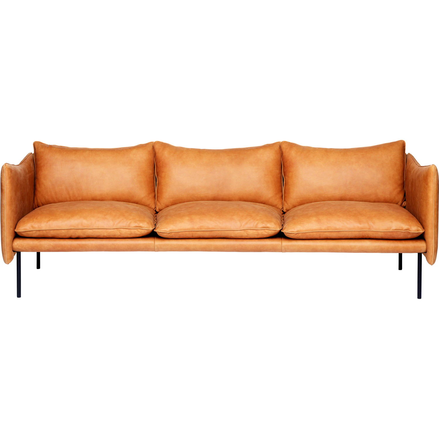 Fogia Tiki Soffa 3-sits Svarta Ben / Skinn Vintage Cognac - 3-sitssoffor L&auml;der Vintage Cognac - P-0000039323