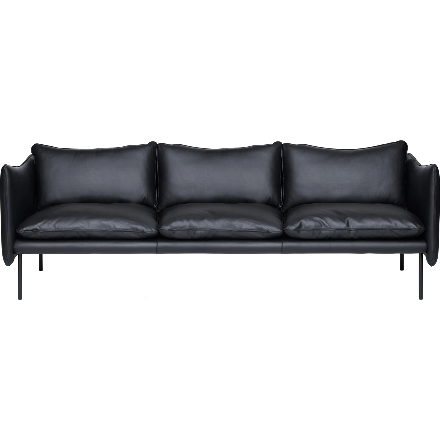 Fogia Tiki Soffa 3-sits Svarta Ben / Skinn Elmosoft Svart - 3-sitssoffor L&auml;der Svart - P-0000039325