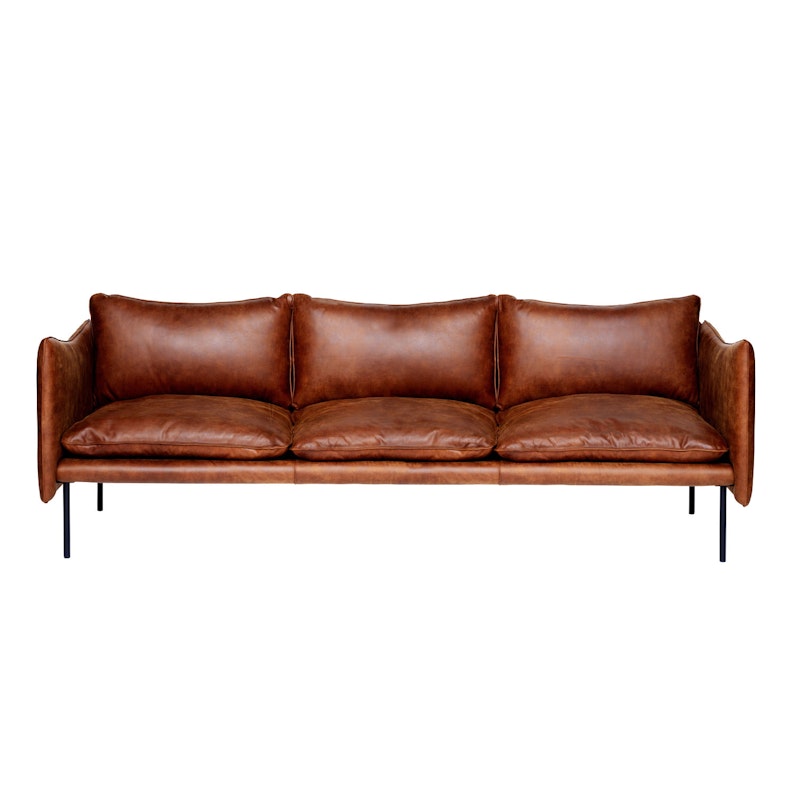 Tiki Soffa 3-Sits, Svarta Ben / Skinn Vintage Rangers