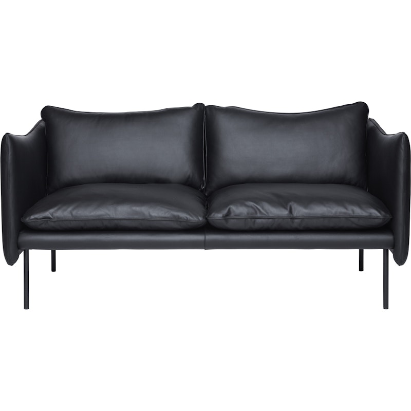 Tiki Soffa 2-Sits, Svarta Ben / Skinn Elmosoft Svart