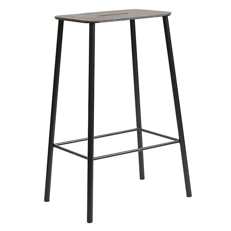 Adam Barstol 65 cm, Svart Läder/Matt Svart